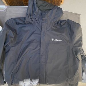 men’s black columbia rain jacket/ wind breaker